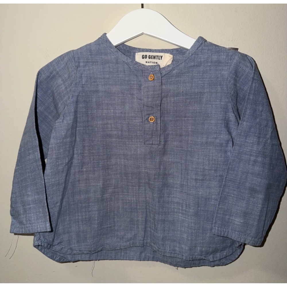Chambray Placket Top Shirt Go Gently Nation Gender Neutral 2T